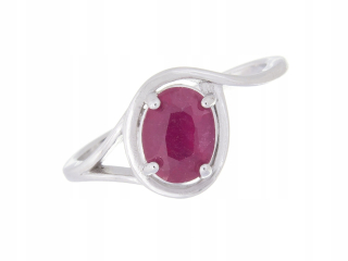 Rhodiovaný STRIEBORNÝ PRSTEŇ, VEĽKOSŤ 16, PRÍRODNÝ RUBY